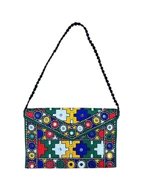 Pakistani Traditional Embroidered Handbag - 12” x 8” x 0.25”